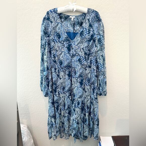 JOIE | Blue Paisley Long Sleeve Maxi Dress Parisian Print NWT | XXL - Picture 2 of 9